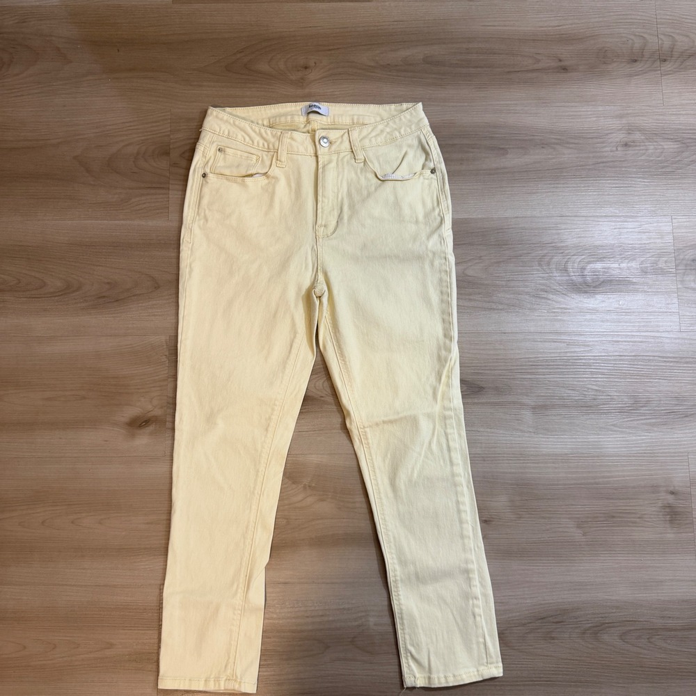 Kensie Jeans Pants Womens 8 Yellow Denim Straight Leg Casual Cropped Capri
